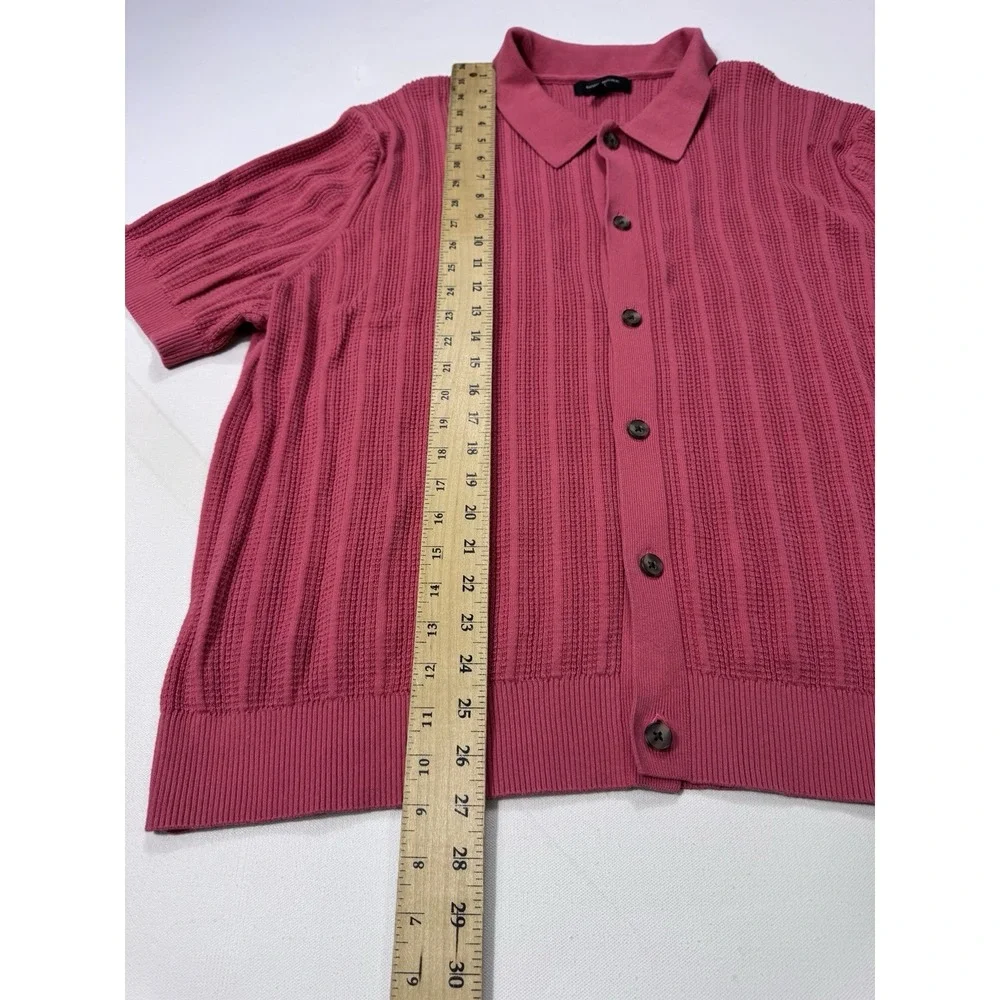 Banana Republic Men's 2XL Pink Short Sleeve Knit Button Shirt Preppy Coastal